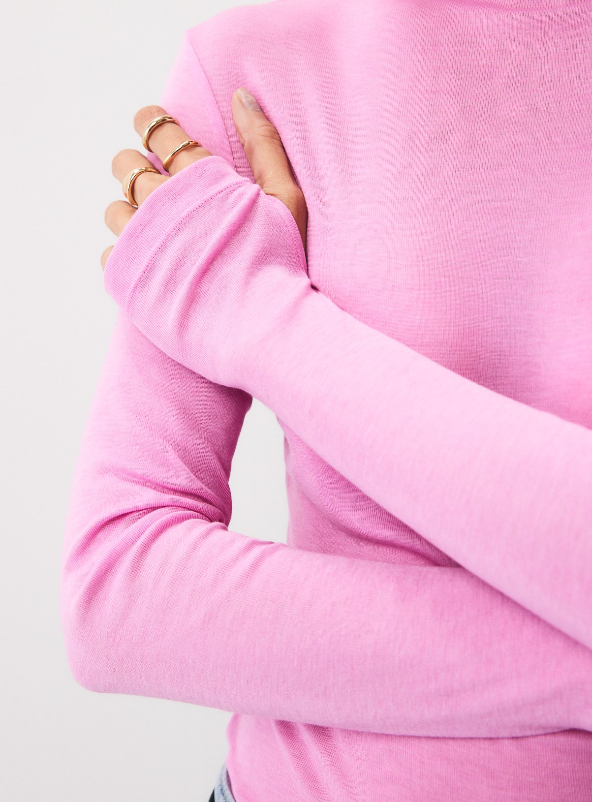 Bright Pink High Neck Top With Wool 6 - Image 3 thumbnail